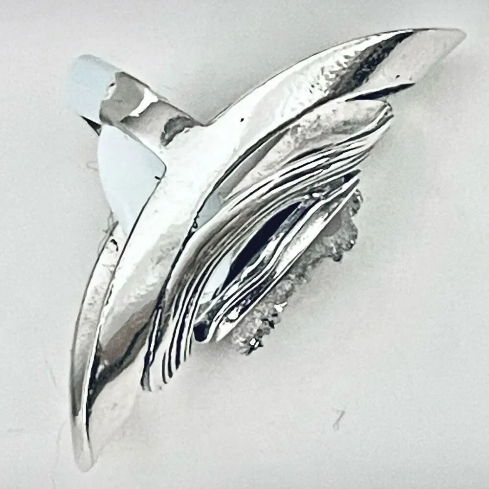 NWT Gorgeous 7 Made in Israel .925 Sterling Silver Orbits Sparkle Long Oval Ring